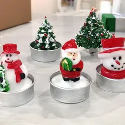 bitona 4 Piece Miniature Christmas Tea Light Santa Figures Christmas Home Decorations Candle image 3