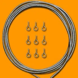 tridev enterprises 300 cm spring wire cable anf 8 free hooks Curtain Ring with Hook image 1