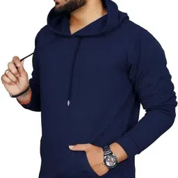 krishna fashion Men Full Sleeve Solid Hooded Sweatshirt image 4