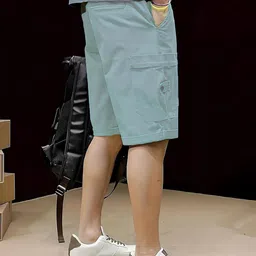 troonpair Solid Men Grey Cargo Shorts image 2