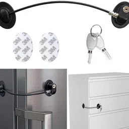 archoice Safety Door Locks with 2 Keys for Cupboard, Cabinets, Fridge Child Safety Strap Lock-picture-26