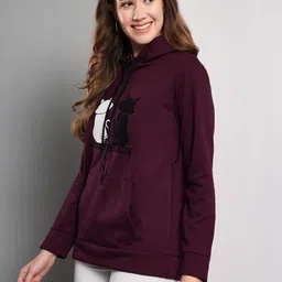 funday fashion Women 3/4th Sleeve Graphic Print Hooded Sweatshirt image 3