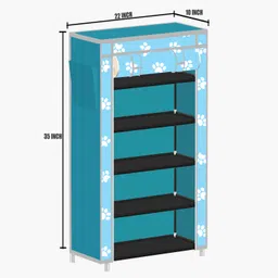 yumesa 5 Shelf Foldable Collapsible Wardrobe Storage Organizer Almirah Cloth Rack PVC Collapsible Wardrobe image 4