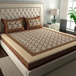 clothside Cotton Double Flat 104 TC Jaipuri Prints Bedsheet image 1