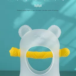 adore Li'l Teddy Silicone Glove Teether w Rattle and Storage Case- Baby Safe Teether image 2