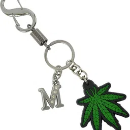 shoky looks Beautiful Green Leaf With Stylish M Letter Locking Lock Perfect Quality Locking Carabiner image 2