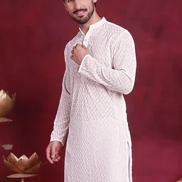 jompers Men Embroidered Pure Cotton Straight Kurta image 3