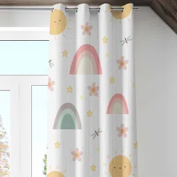 the purple tree White Satin 7 Ft Blackout Eyelet Kids Curtains (Set of 2) image 1