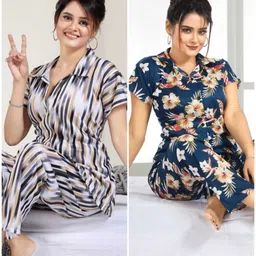 capasino Women Shirt & Pyjama set Multicolor Printed image 1