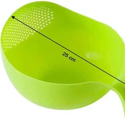 jalopy Kitchen Rice Bowl Plastic Fruit Drain Basket with Handle Washing Basket Colander image 3