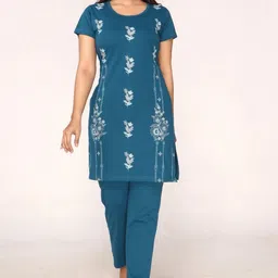 clint Women Night Suit Set Blue Printed-picture-17