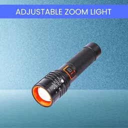 syara Rechargeable Torch Light, Telescopic Zoom With ZOOMABLE Metal FlashlightO98 Torch image 1