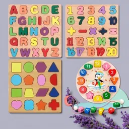 vhd Alphabet, Number, Shape & Clock Wooden Puzzle Toy for Kids Learning GG77-picture-12