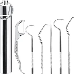 scabiosa 7 in 1 Professional Stainless Steel Teeth Cleaning Tool Kit-picture-17