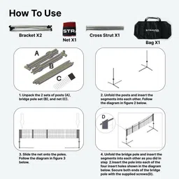 strauss Badminton Net With Stand Poles | Eye Size 1.3*1.3cm Badminton Net image 2
