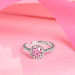 clara Vega Pink Sterling Silver Cubic Zirconia Platinum Plated Ring-picture-17