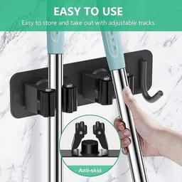 jialto Black Stainless Steel Broom Holder image 2