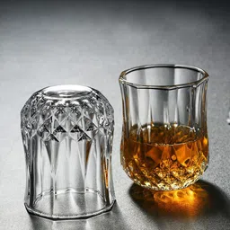 devdox (Pack of 6) Diamond Cut Deluxe Lead Free Crystal Clear Whiskey, Wine , Beer and Scotch Unique Bourbon Glass Set 300 ML Glass Set Water/Juice Glass image 3