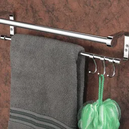 istar 304 Bathroom Rack Towel Rod with Hooks (24 Inch) Stainless Steel Wall Shelf image 4