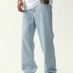 often look Men Loose Fit Mid Rise Light Blue Jeans-picture-10