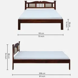 mudramark from pepperfry Uttara Sheesham Wood King Size Bed In Honey Oak Finish With Padded Headrest image 2