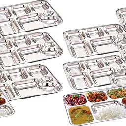 narv Bhojan Thali 6 Sections Divided Mess Tray for Lunch, Events & Every Day Use K2 Sectioned Plate-picture-18
