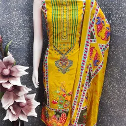 ankit fashion Unstitched Silk Blend Salwar Suit Material Printed-picture-21
