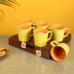 aakriti art creations Springs Yellow Ceramic (Set of 6) Tea Cups image 1