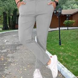 the pvr clothing Men Straight Fit Grey Polyester Trousers-picture-17