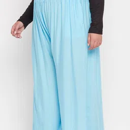 vizcon hub Women Loose Fit Light Blue Viscose Rayon Trousers image 3