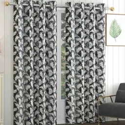 exporthub Black Polyester Floral 9Ft Blackout Eyelet Door Curtains (Pack of 2) image 1