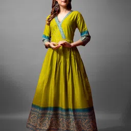 pandadisaree Women Printed Cotton Blend Anarkali Kurta-picture-31