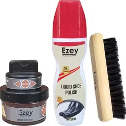 Ezey crm brn+liq nat+shoe brush Shoe Care Kit-image-8