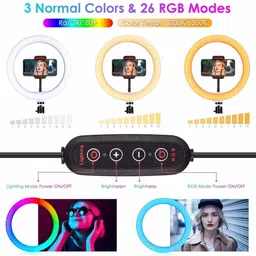 Webilla 10" Selfie RGB LED Ring Light Dimmable with 21 Colours and Shutter for Live Stream for YouTube, Makeup, Photography, Video Shooting, Light for Reels,(Without Tripod) Ring Flash image 2