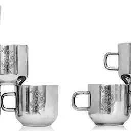 sameep Pack of 12 Stainless Steel Double wall Laser print Tea / Coffee / Milk Cup / Mug - Set of 12, Floral Design-picture-12
