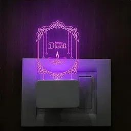 asa craft 3D Illusion Happy Diwali Multicolored Plug Night Light Suitable for Any Room Night Lamp image 3