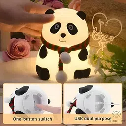 tapuji Silicone Panda Night Light with 7-Color LED Changing Modes – Soft Touch Night Lamp-picture-10