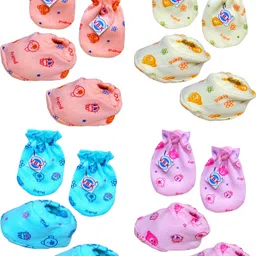 v.b.k Baby Clothes With Jabla, and Nappy (Langot) and Mitten Booties,0-6 Month,Hosiery image 4