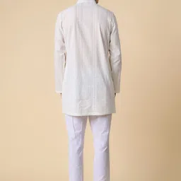 Tasva Men Woven Striped Pure Cotton Kurta with Pyjamas Set image 2