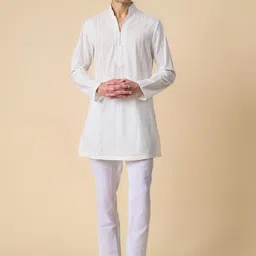 Tasva Men Woven Striped Pure Cotton Kurta with Pyjamas Set image 5