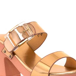 Khadims Open Toe Block Heels with Buckles image 4