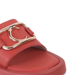 Catwalk Buckle Detailed Open Toe Flats image 2