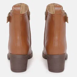 Roadster Women Brown Solid Mid-Top Block Heels Boots with Buckles image 5