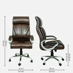 cellbell Enrico Leatherette Executive Chair in Brown Colour image 2