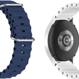 ACM WSM18F22DBLWT4022 Pack of 2 Watch Strap Silicone Smart Belt 22mm for Fossil Chronograph Ch2882 (Dark Blue/White) Smart Band Strap image 3