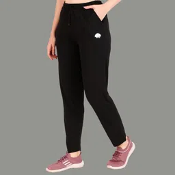 gaa Pack of 2 Women Solid, Printed Black, Dark Blue Track Pants image 3
