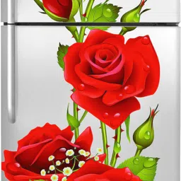 delight decor 61 cm Red Flower Rose Fridge Sticker Self Adhesive Sticker image 1