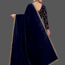 hutah Embroidered Bollywood Velvet Saree image 2