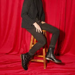 fausto High Ankle Genuine Leather Lace Up Buckle Strap Cap Toe Anti Skid Sole Flat Boots For Men image 3