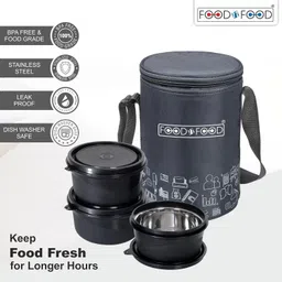 foodnfood Executive Microwave Safe 3 Microwave Safe Inside Steel Containers (400 Ml Each) 3 Containers Lunch Box image 2